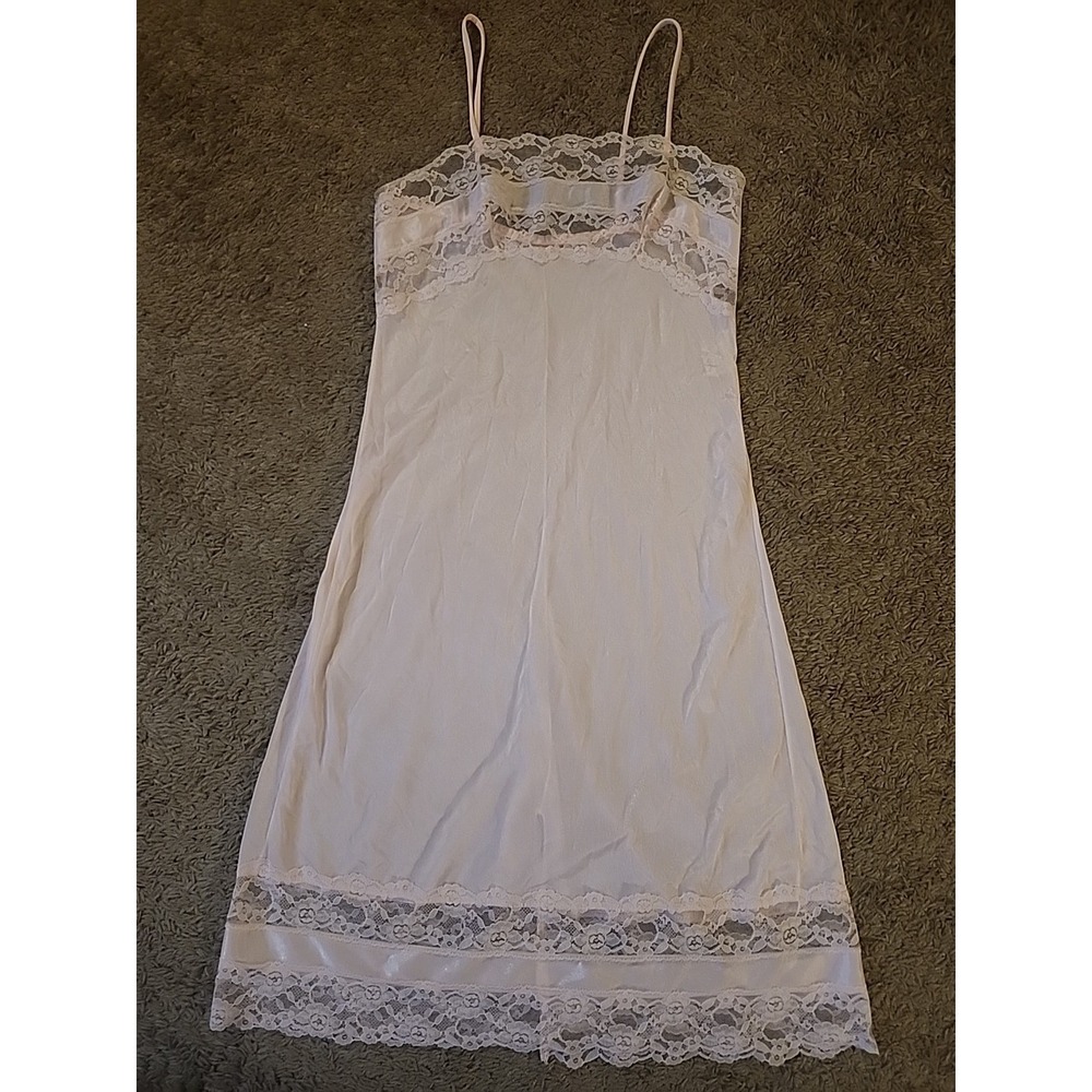 Juñiana Women's Pink Slip Dress  Lace Trim Full Length Size Medium
